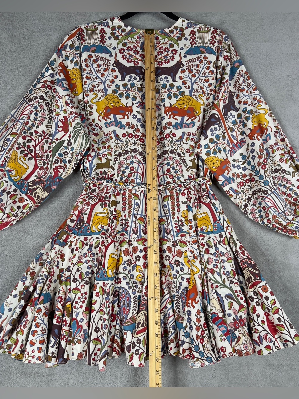 Rhode Ella Jungle Print A-Line Mini Dress Women's XS Belted Boho Long Sleeve - Picture 11 of 11